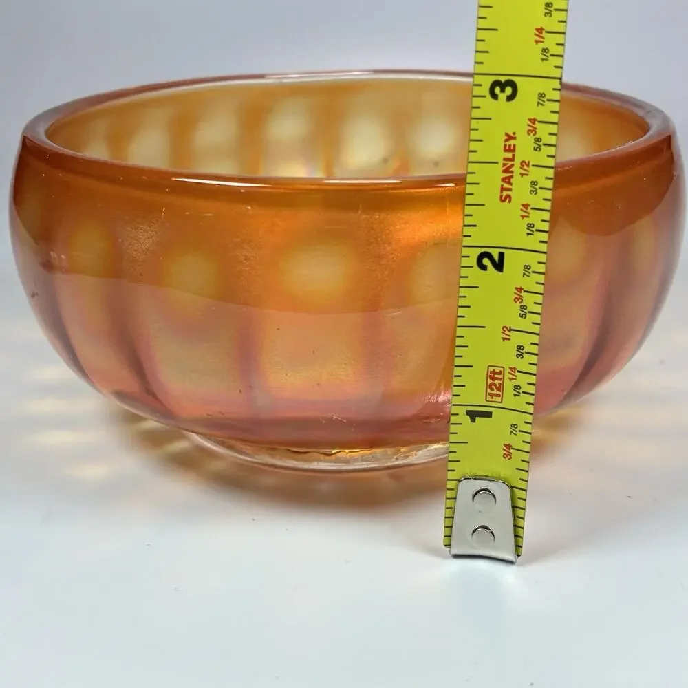 Imperial Glass CHESTERFIELD Line 600 Carnival Marigold Rose Nut Bowl Panelled